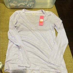 Lilly Pulitzer Gray Fitted Long Sleeve Tee